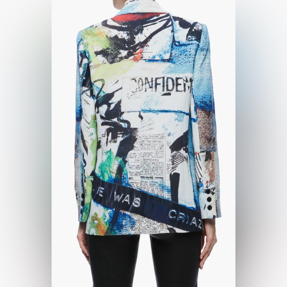 Alice + Olivia Graffiti X Basquiat CONFIDENTIAL Blazer NWT 8-10 Medium HOST PICK - Picture 5 of 12